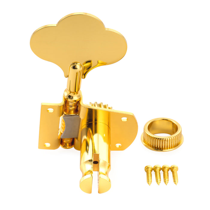 Musiclily Pro R21K Left-Handed 4-in-line 21:1 Ratio Open Gear Machine Heads Tuners Tuning Pegs Keys with Clover Button for Mexican MIM Fender PB JB Style Electric Bass