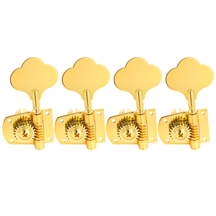 Musiclily Pro R21K Left-Handed 4-in-line 21:1 Ratio Open Gear Machine Heads Tuners Tuning Pegs Keys with Clover Button for Mexican MIM Fender PB JB Style Electric Bass