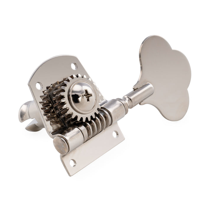 Musiclily Pro R21K Left-Handed 4-in-line 21:1 Ratio Open Gear Machine Heads Tuners Tuning Pegs Keys with Clover Button for Mexican MIM Fender PB JB Style Electric Bass