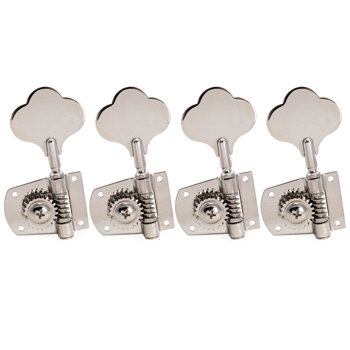 Musiclily Pro R21K Left-Handed 4-in-line 21:1 Ratio Open Gear Machine Heads Tuners Tuning Pegs Keys with Clover Button for Mexican MIM Fender PB JB Style Electric Bass