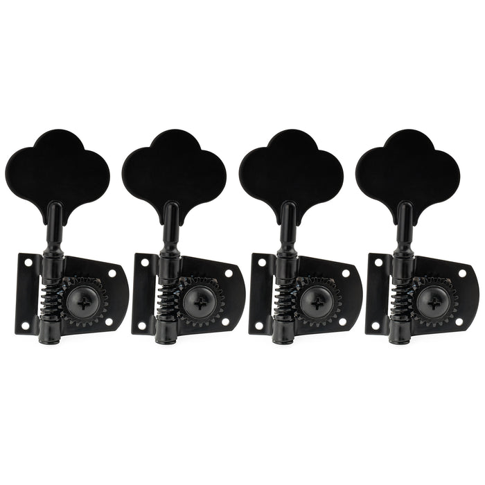 Musiclily Pro R21K 4-in-line 21:1 Ratio Open Gear Machine Heads Tuners Tuning Pegs Keys with Clover Button for Mexican MIM Fender PB JB Style Electric Bass