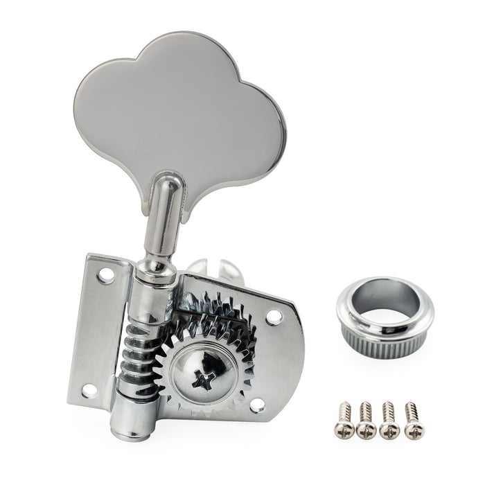Musiclily Pro R21K Single 21:1 Ratio Open Gear Machine Head Bass Side Tuner Tuning Peg Key with Clover Button for Mexican MIM Fender PB JB Style Electric Bass