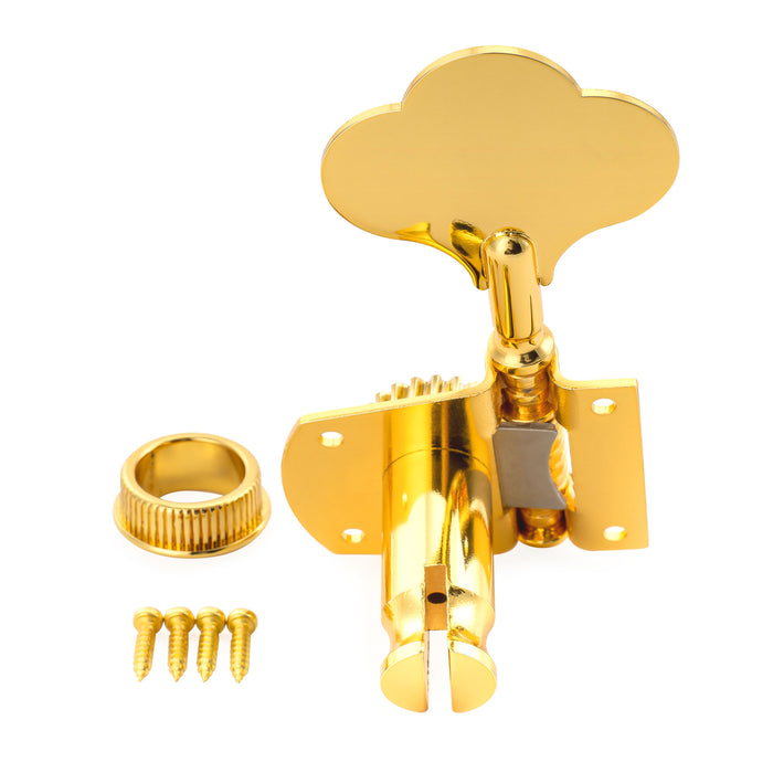 Musiclily Pro R21K 4-in-line 21:1 Ratio Open Gear Machine Heads Tuners Tuning Pegs Keys with Clover Button for Mexican MIM Fender PB JB Style Electric Bass