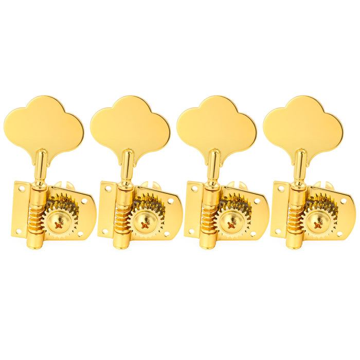Musiclily Pro R21K 4-in-line 21:1 Ratio Open Gear Machine Heads Tuners Tuning Pegs Keys with Clover Button for Mexican MIM Fender PB JB Style Electric Bass