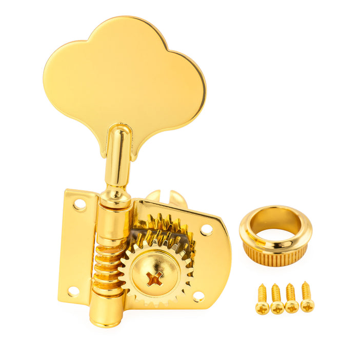 Musiclily Pro R21K Single 21:1 Ratio Open Gear Machine Head Bass Side Tuner Tuning Peg Key with Clover Button for Mexican MIM Fender PB JB Style Electric Bass