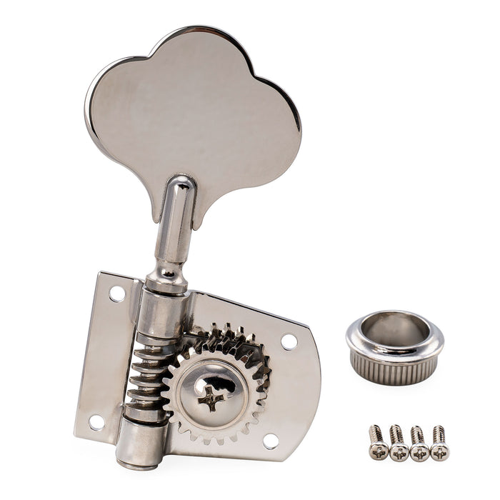 Musiclily Pro R21K 4-in-line 21:1 Ratio Open Gear Machine Heads Tuners Tuning Pegs Keys with Clover Button for Mexican MIM Fender PB JB Style Electric Bass