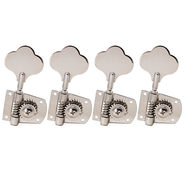Musiclily Pro R21K 4-in-line 21:1 Ratio Open Gear Machine Heads Tuners Tuning Pegs Keys with Clover Button for Mexican MIM Fender PB JB Style Electric Bass