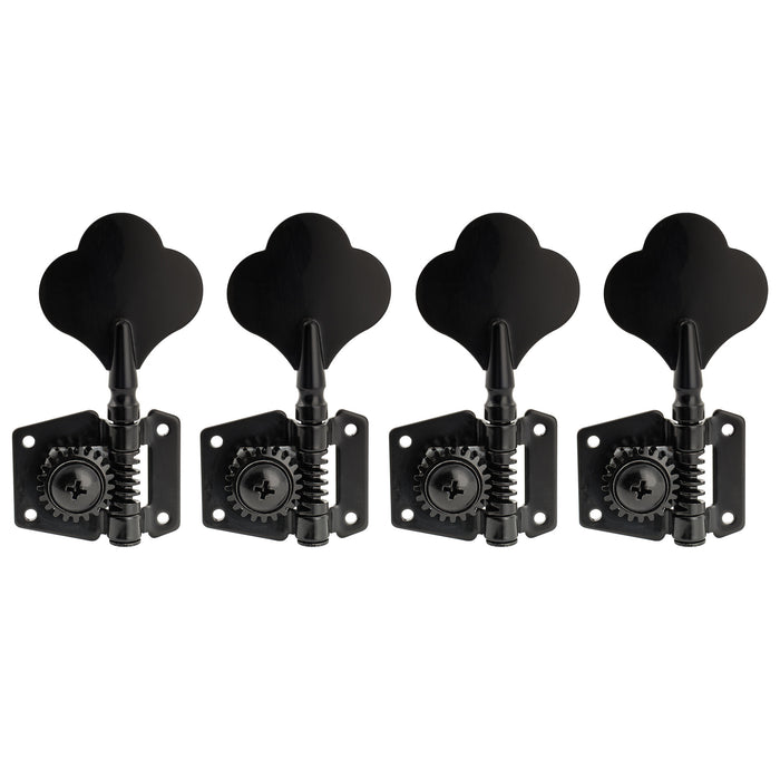 Musiclily Pro R21K Left-Handed 4-in-line 21:1 Ratio Open Gear Machine Heads Tuners Tuning Pegs Keys with Clover Button for Squier PB JB Style Electric Bass