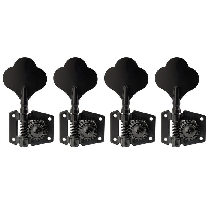 Musiclily Pro R21K 4-in-line 21:1 Ratio Open Gear Machine Heads Tuners Tuning Pegs Keys with Clover Button for Squier PB JB Style Electric Bass