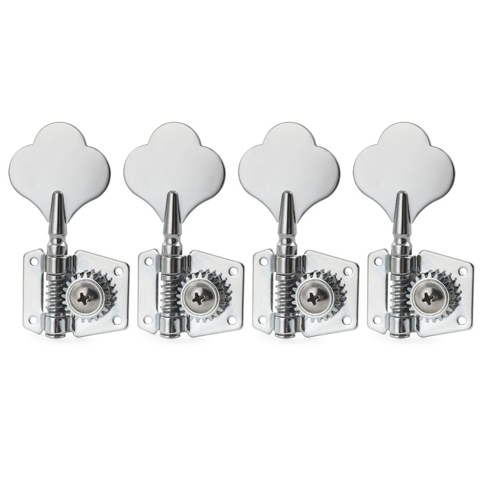 Musiclily Pro R21K 4-in-line 21:1 Ratio Open Gear Machine Heads Tuners Tuning Pegs Keys with Clover Button for Squier PB JB Style Electric Bass