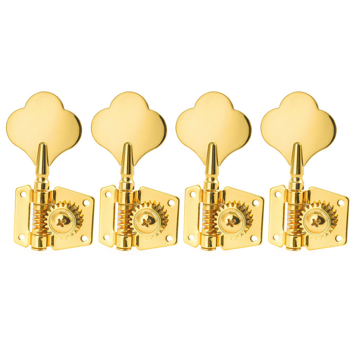 Musiclily Pro R21K 4-in-line 21:1 Ratio Open Gear Machine Heads Tuners Tuning Pegs Keys with Clover Button for Squier PB JB Style Electric Bass