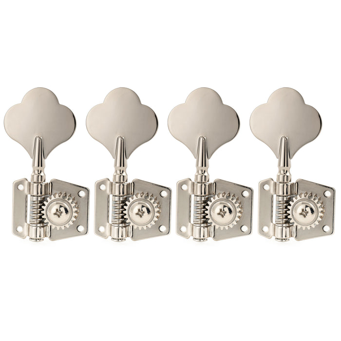 Musiclily Pro R21K 4-in-line 21:1 Ratio Open Gear Machine Heads Tuners Tuning Pegs Keys with Clover Button for Squier PB JB Style Electric Bass