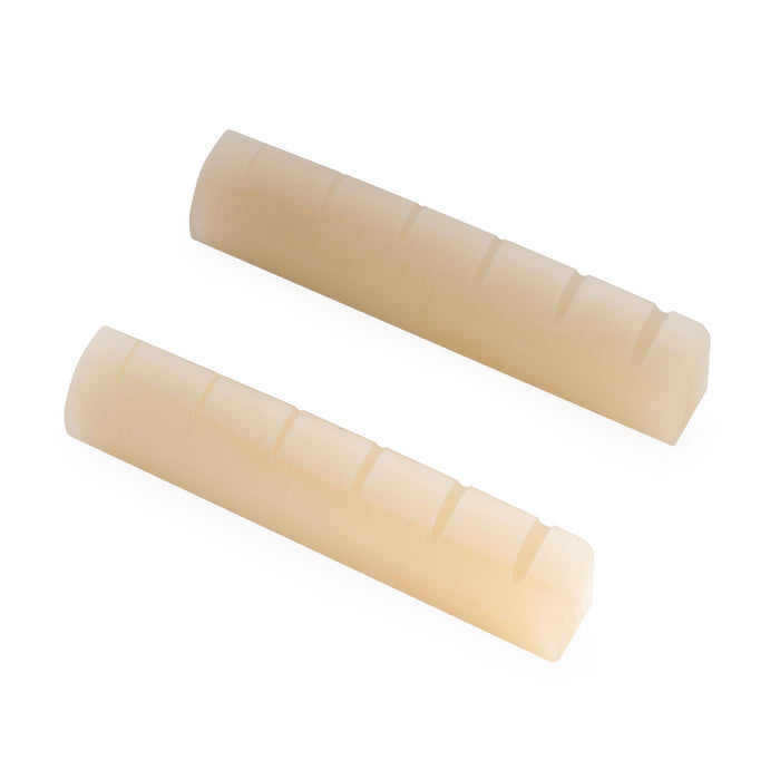 Musiclily Pro 43x6x9mm Flat Bottom Slotted Bone Nut for 6 String EPI SG LP ES-335 Style Electric Guitar, Unbleached (Set of 2)
