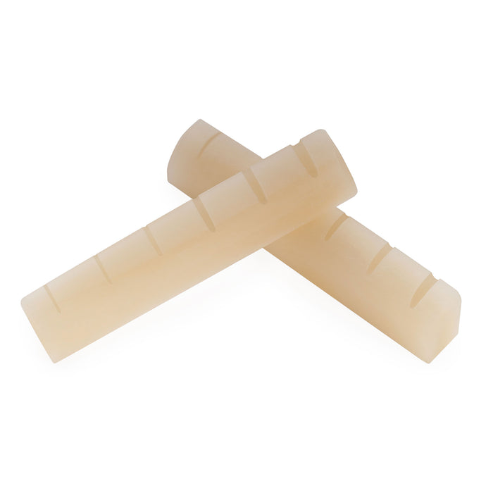 Musiclily Pro 43x6x9mm Flat Bottom Slotted Bone Nut for 6 String EPI SG LP ES-335 Style Electric Guitar, Unbleached (Set of 2)
