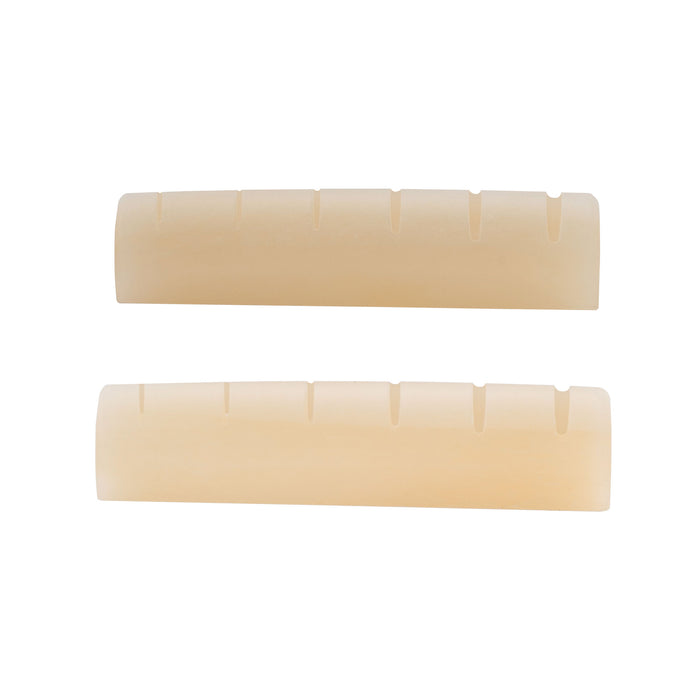 Musiclily Pro 43x6x9mm Flat Bottom Slotted Bone Nut for 6 String EPI SG LP ES-335 Style Electric Guitar, Unbleached (Set of 2)
