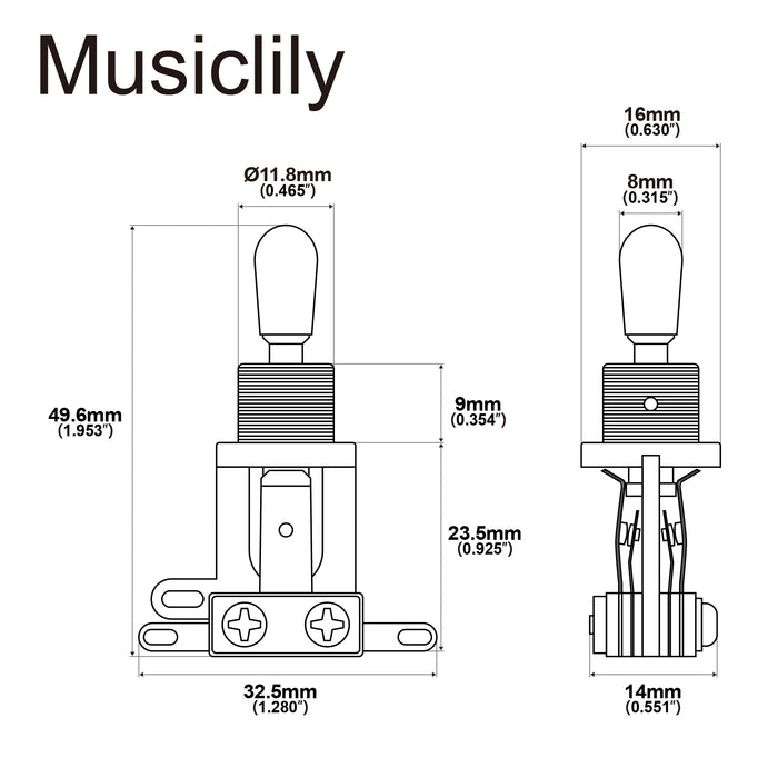 Chave de alavanca de 3 posições de quadro curto Centralab