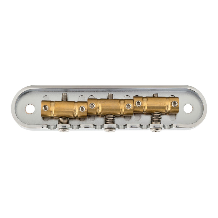 Musiclily Ultra 52.5mm(2-1/16 inch) String Spacing Offset Bridge with Full Solid Brass Plate Compensated 3-Saddle for Jazzmaster Jaguar Style Electric Guitar