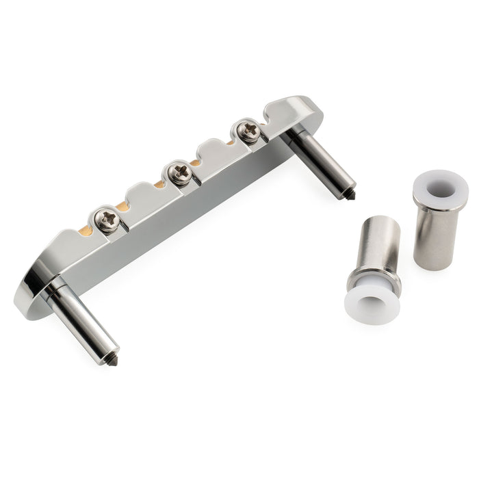 Musiclily Ultra 52.5mm(2-1/16 inch) String Spacing Offset Bridge with Full Solid Brass Plate Compensated 3-Saddle for Jazzmaster Jaguar Style Electric Guitar
