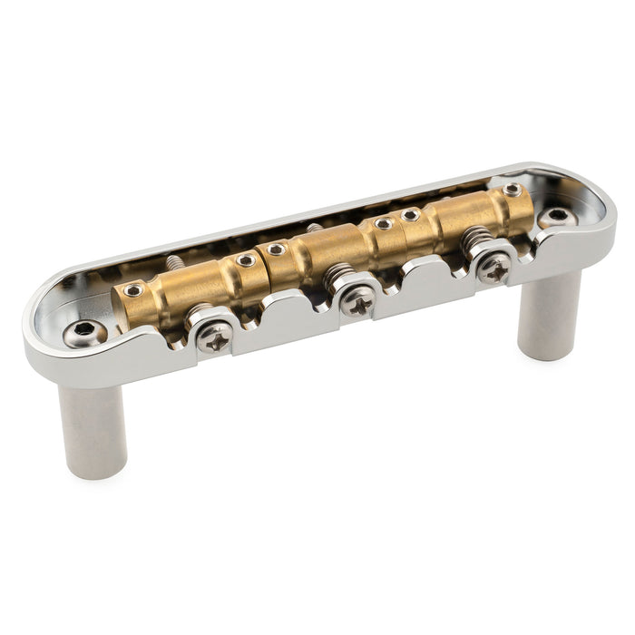 Musiclily Ultra 52.5mm(2-1/16 inch) String Spacing Offset Bridge with Full Solid Brass Plate Compensated 3-Saddle for Jazzmaster Jaguar Style Electric Guitar