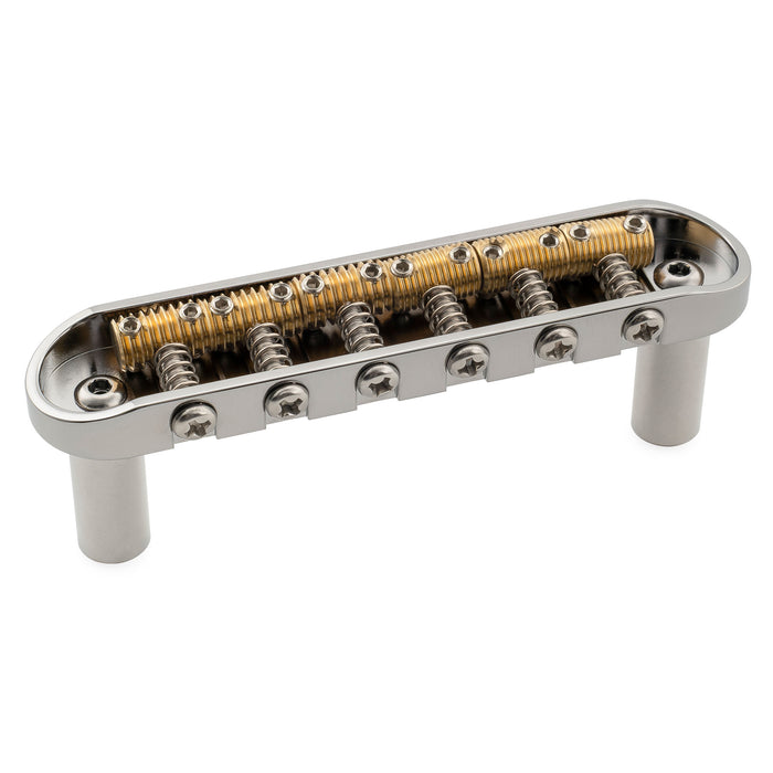 Musiclily Ultra 55mm(2-3/16 inch) String Spacing Offset Bridge with Full Solid Brass Plate Threaded Vintage 6-Saddle for Jazzmaster Jaguar Style Electric Guitar