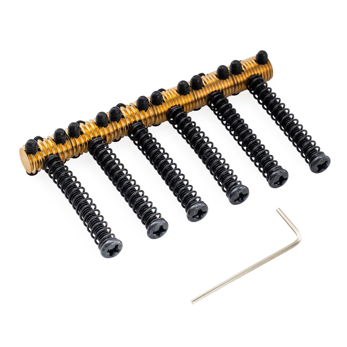 Musiclily Ultra 10.5mm Full Solid Brass Vintage Threaded Barrel Saddles for Tele Style Electric Guitar Bridge, Black Screw (3 Coarse+3 Fine)