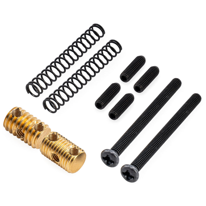 Musiclily Ultra 10.5mm Full Solid Brass Vintage Threaded Barrel Saddles for Tele Style Electric Guitar Bridge, Black Screw (3 Coarse+3 Fine)