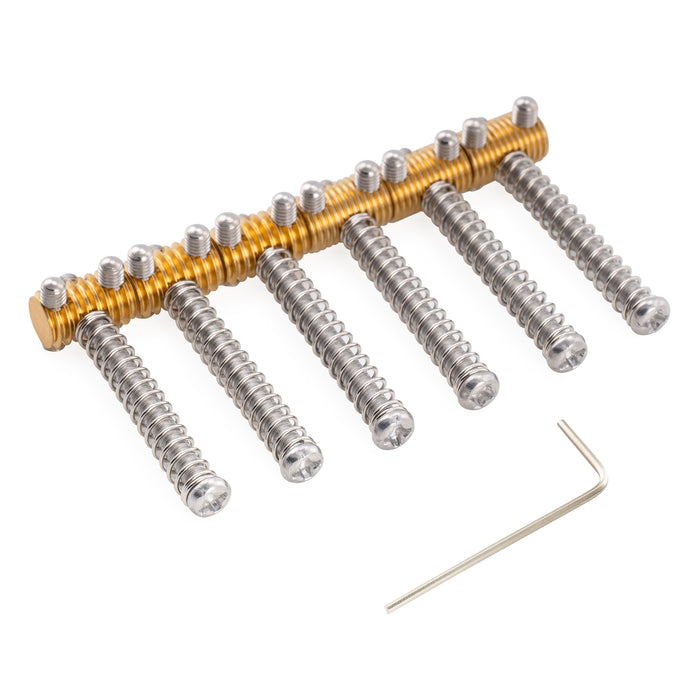 Musiclily Ultra 10.5mm Full Solid Brass Vintage Threaded Barrel Saddles for Tele Style Electric Guitar Bridge, Black Screw (3 Coarse+3 Fine)