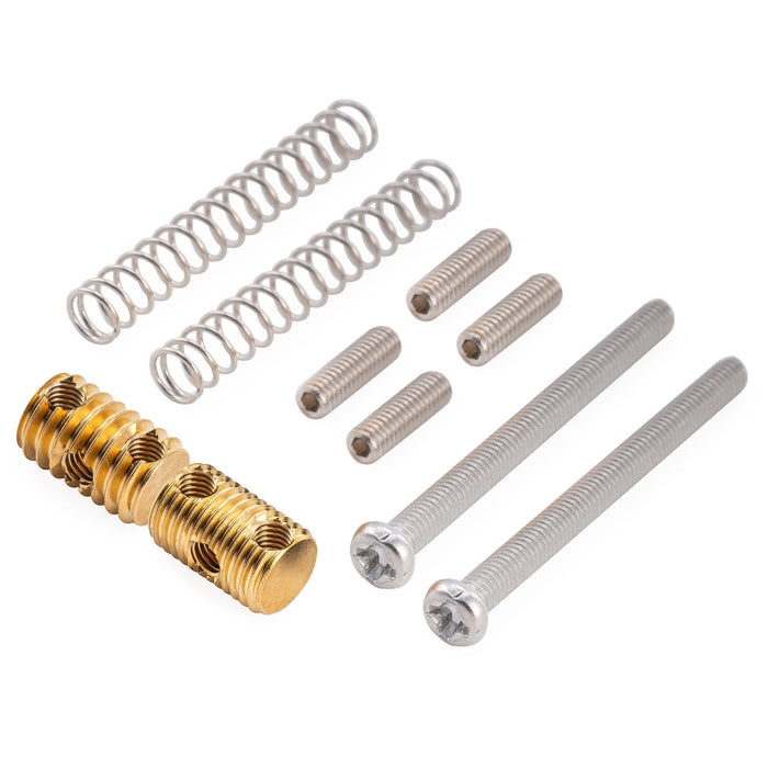 Musiclily Ultra 10.5mm Full Solid Brass Vintage Threaded Barrel Saddles for Tele Style Electric Guitar Bridge, Black Screw (3 Coarse+3 Fine)
