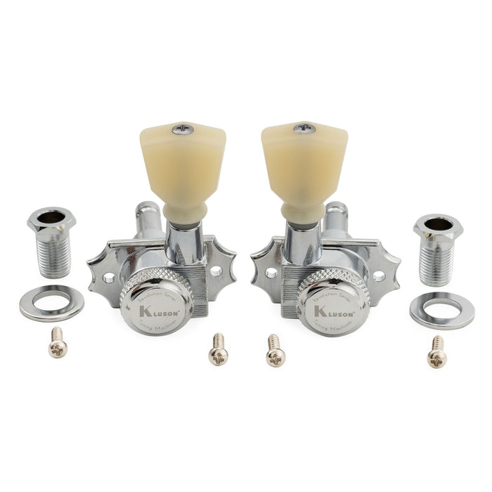 Mécaniques Kluson 3R3L avec Rapport 19:1, Série Revolution, Têtes de Tuning G-Mount, Clés de Tuning, Chevilles avec Bouton Keystone pour Guitare Électrique