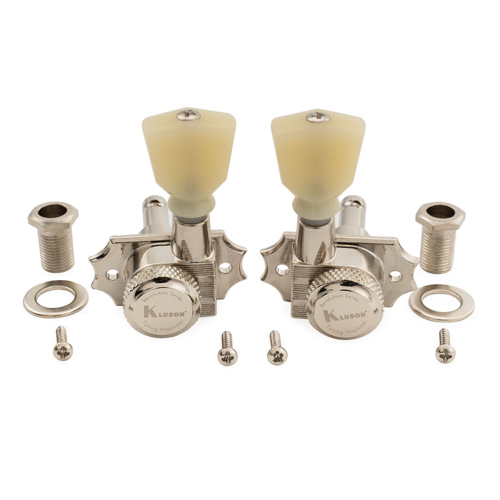 Mécaniques Kluson 3R3L avec Rapport 19:1, Série Revolution, Têtes de Tuning G-Mount, Clés de Tuning, Chevilles avec Bouton Keystone pour Guitare Électrique