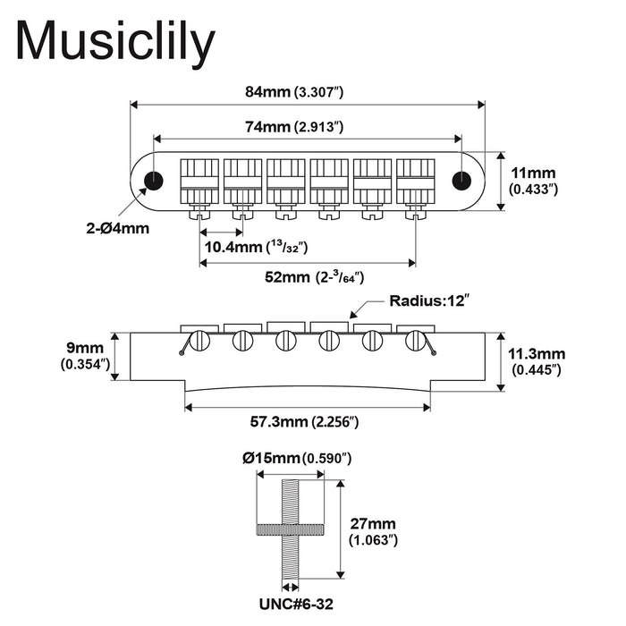 Kluson USA 52mm de substituição com fio ABR-1 Tune-O-Matic com selas de latão para guitarra elétrica estilo Gibson LP SG