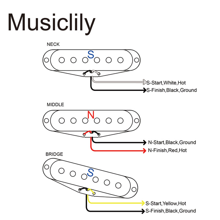 Musiclily Basic Alnico 5 シングルコイル ネック/ミドル/ブリッジ ピックアップセット 6K/6K/6.2K ストラトタイプ・エレクトリックギター用