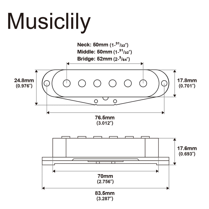 Musiclily Basic Alnico 5 シングルコイル ネック/ミドル/ブリッジ ピックアップセット 6K/6K/6.2K ストラトタイプ・エレクトリックギター用