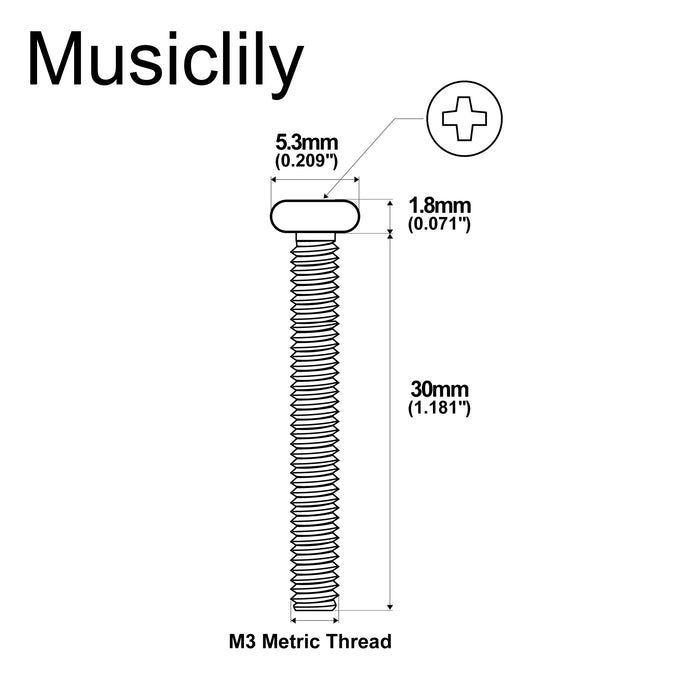Musiclily Pro Metric M3X30mm Steel Saddle Intonation Screw for Imported Electric Guitar Bass Bridge
