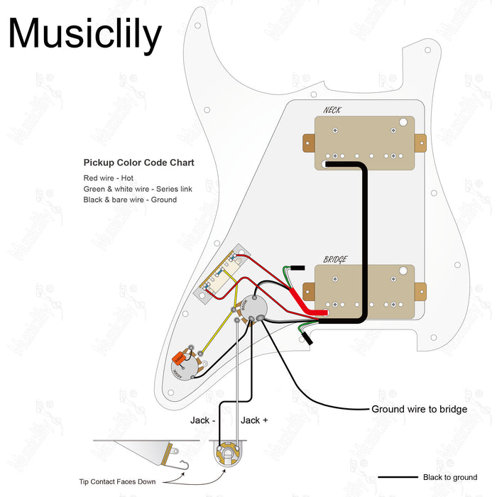 Musiclily Basic ST-HH Pre-wired Loaded Pickguard with Ceramic Pickups for Strat Style Electric Guitar
