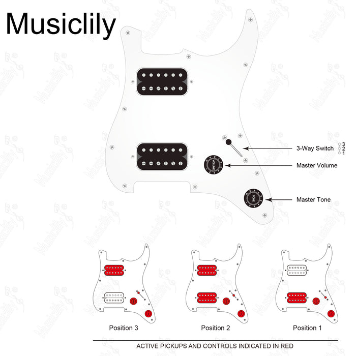 Musiclily Basic ST-HH Pre-wired Loaded Pickguard with Ceramic Pickups for Strat Style Electric Guitar