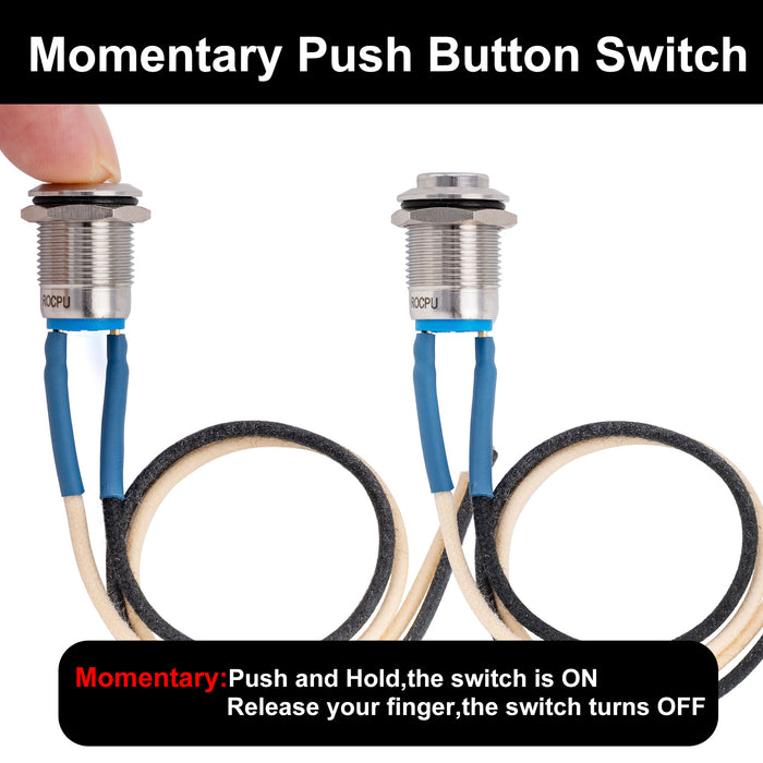 Musiclily Pro Stainless Steel Pre-wired 12mm 1/2 inch Momentary Push Button Kill Switch for Electric Guitar Bass