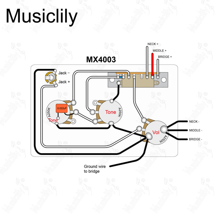 Musiclily Pro-SE Cablaggio pre-cablato di aggiornamento per chitarra elettrica stile ST con selettore a 5 vie e potenziometri 3A