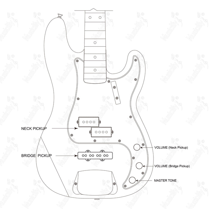 Padrão PJB Estilo Americano Com Diagrama de Fiação do Captador Pro da Musiclily