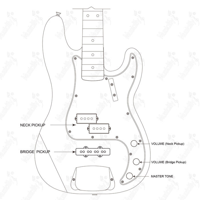 Diagrama de cableado estándar de estilo PJB para pastilla Musiclily Pro