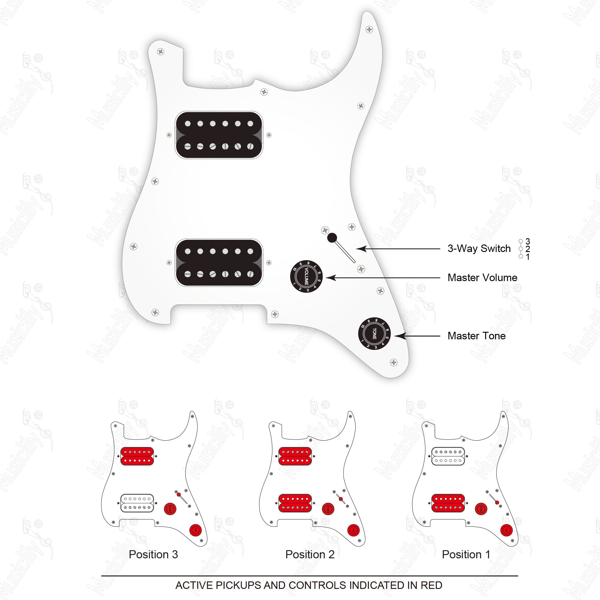 Import Style Standard ST-HH With Revival Pickup and 2 Pots Wiring