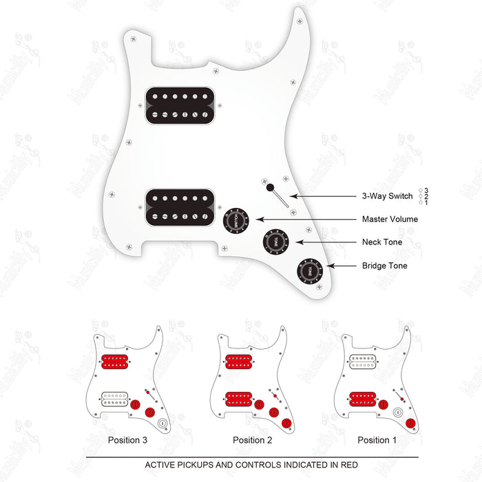 American Style Standard ST-HH With Artec Pickup and 3 Pots Wiring Diagram