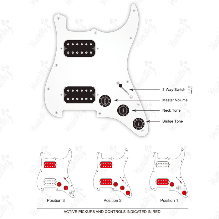 Schéma de câblage Style Standard ST-HH avec micro Revival et 3 potentiomètres