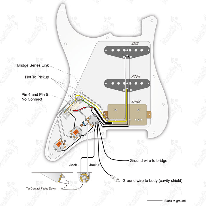 Estilo ST-HSS Importación Auto Split Humbucker con Diagrama de Cableado para Pastilla Musiclily Pro
