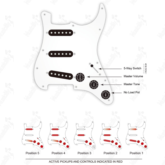 ST-SSS Estilo Importado Seven-Sound Blender Com Captador Wilkinson M (Tipo 1) Diagrama de Fiação