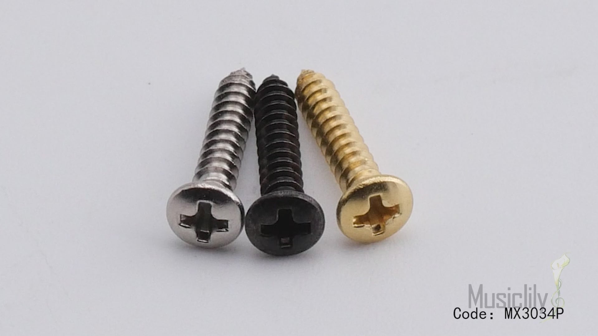 Tornillos de montaje avellanados Musiclily Ultra de acero inoxidable de 2,5 x 15 mm para guitarra eléctrica, bajo, guía de cuerdas o anillo de captación (juego de 10)