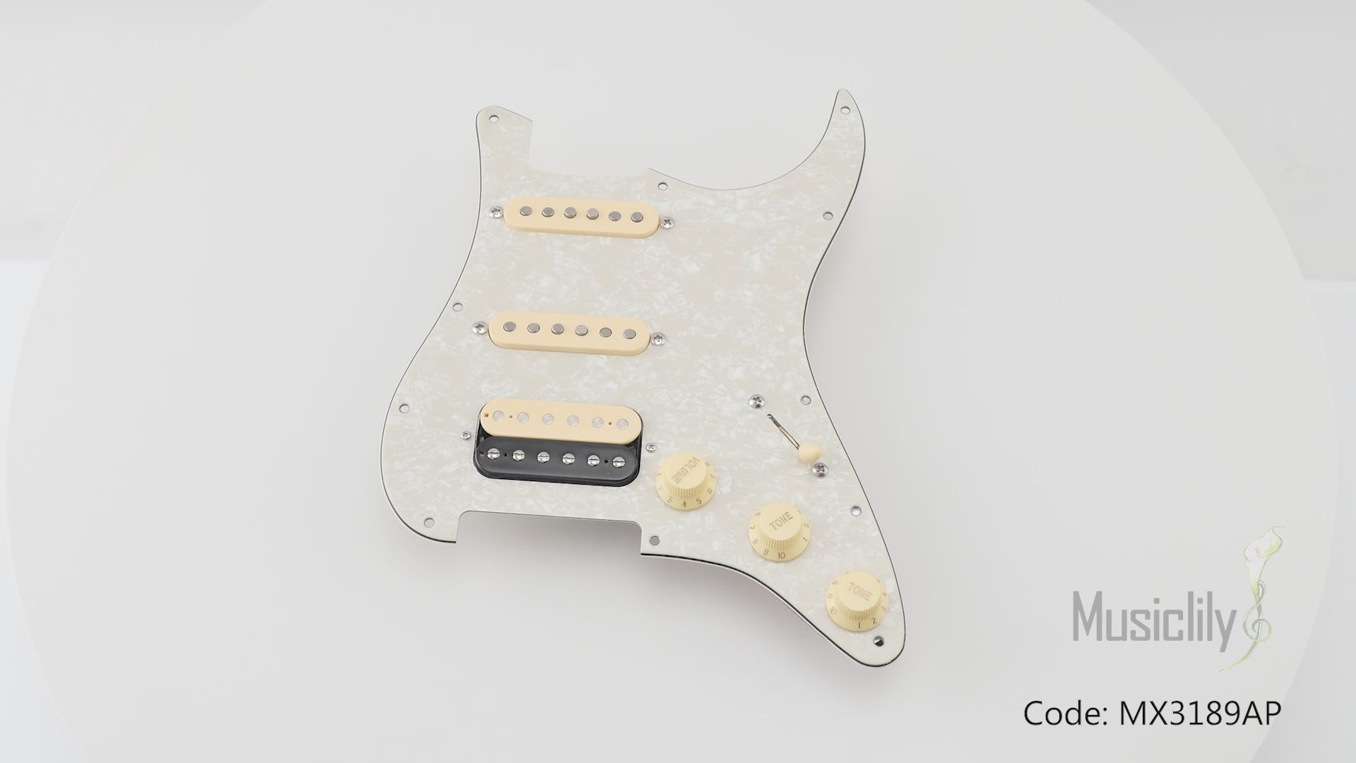 Musiclily Pro Auto-Split Pre-wired Standard HSS Pickguard with Artec Pickups Alnico 5 Magnet for ST Style Electric Guitar
