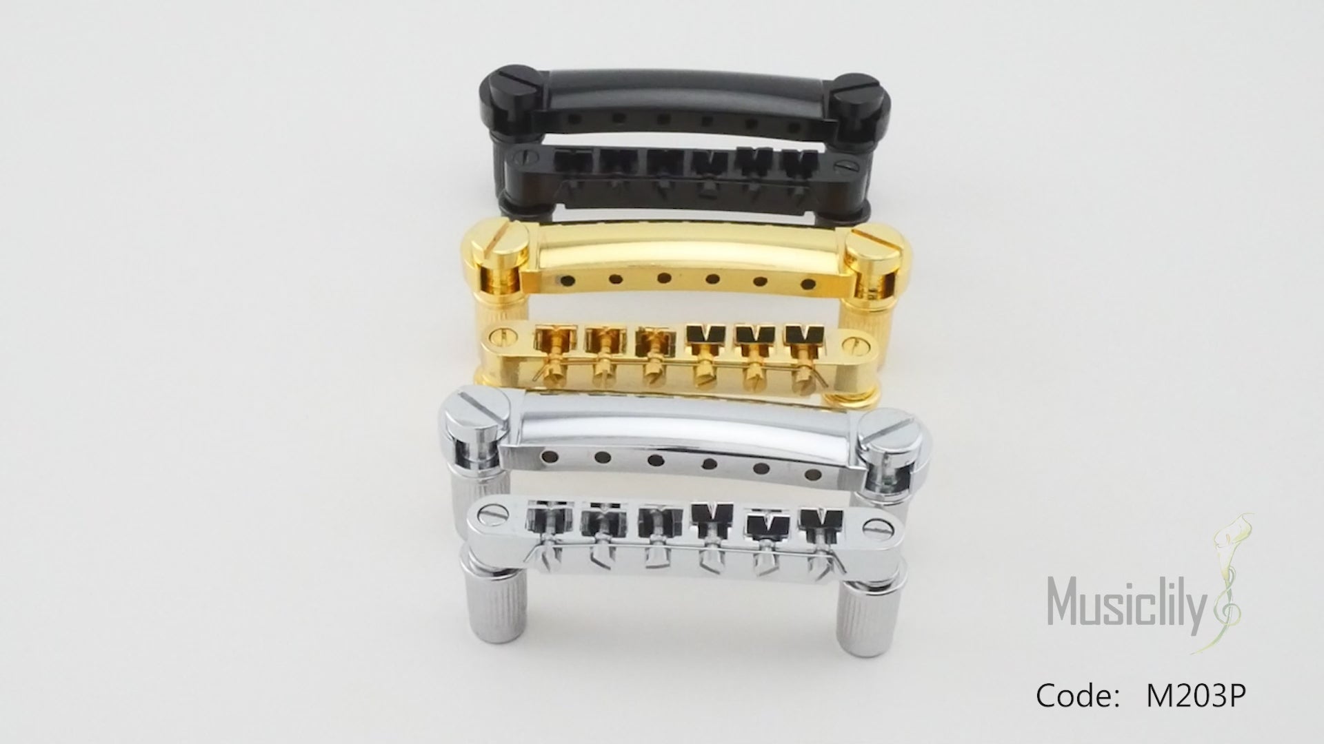Musiclily Basic 52mm(2-3/64 inch) 52.5mm(2-1/16 inch) ABR-1 Style Tune-o-matic Bridge and Tailpiece Set for LP Style Guitar