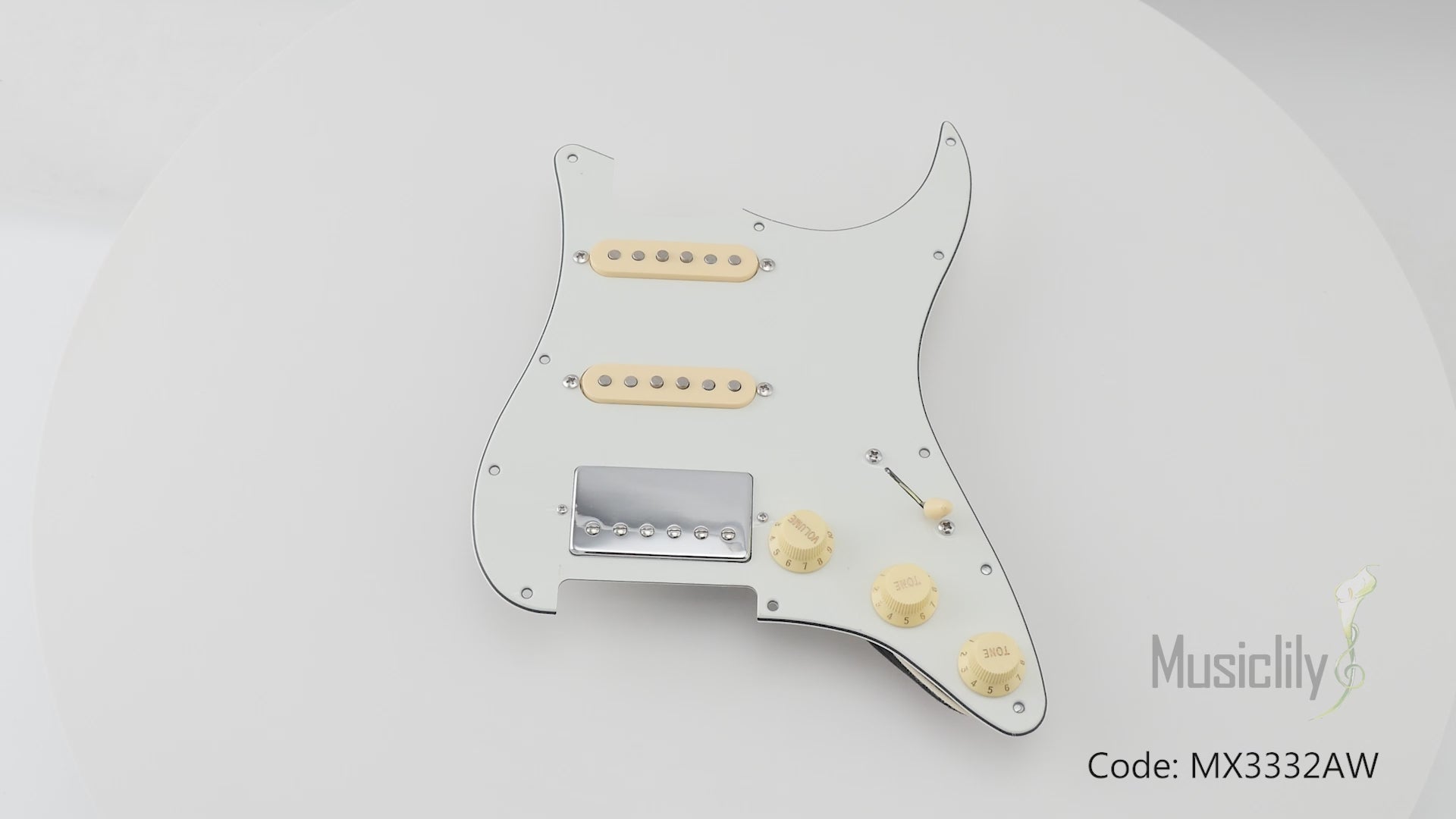 Musiclily Pro Pre-wired Standard HSS Pickguard with Artec Pickups Alnico 5 Magnet for ST Style Electric Guitar