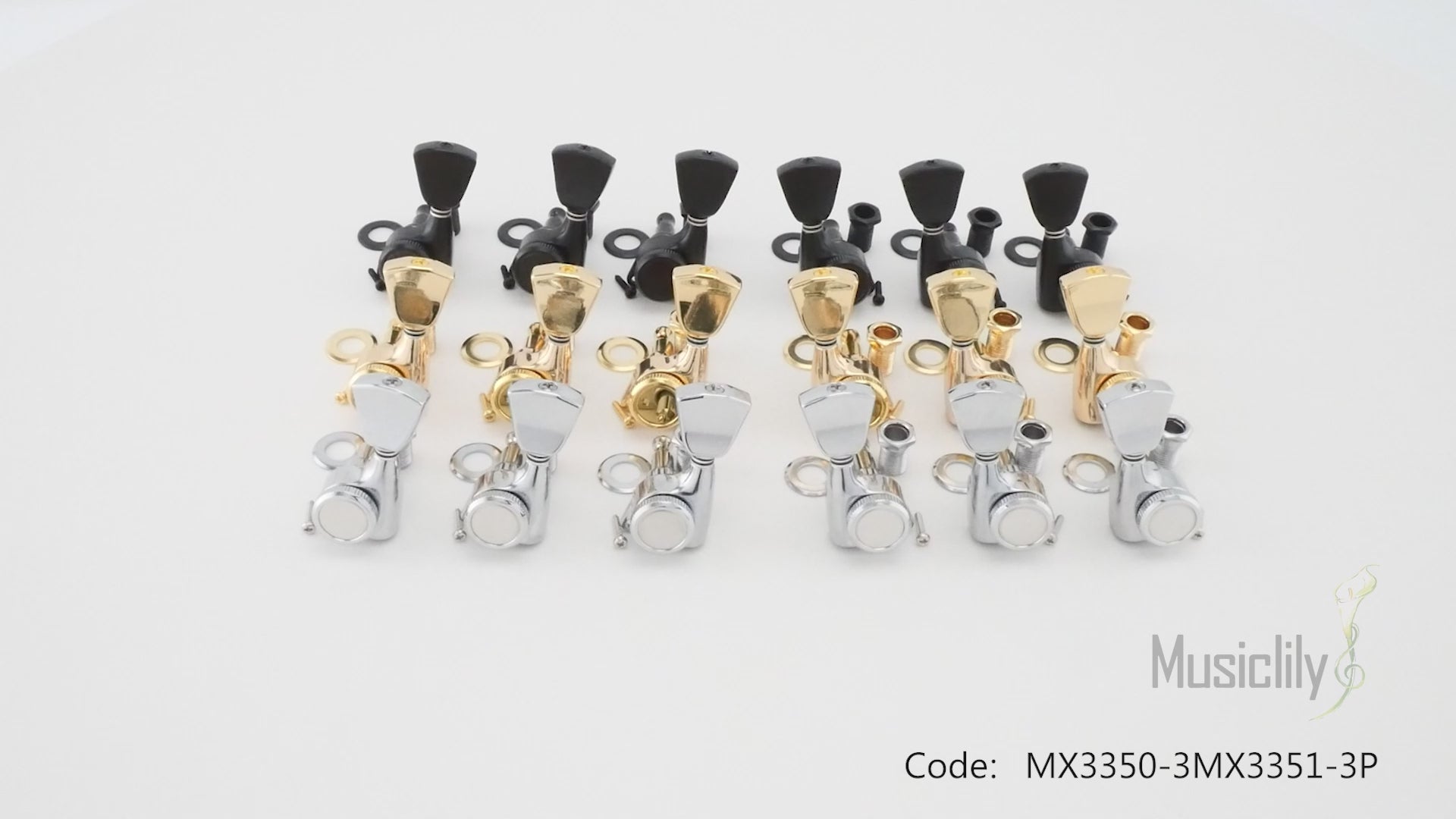 Musiclily Pro R18T-07 3R3L Rapport 18:1 Têtes de machine entièrement scellées avec verrouillage, clés de réglage, bouton en forme de clé en forme de clé, vis à 45 degrés pour guitare acoustique électrique